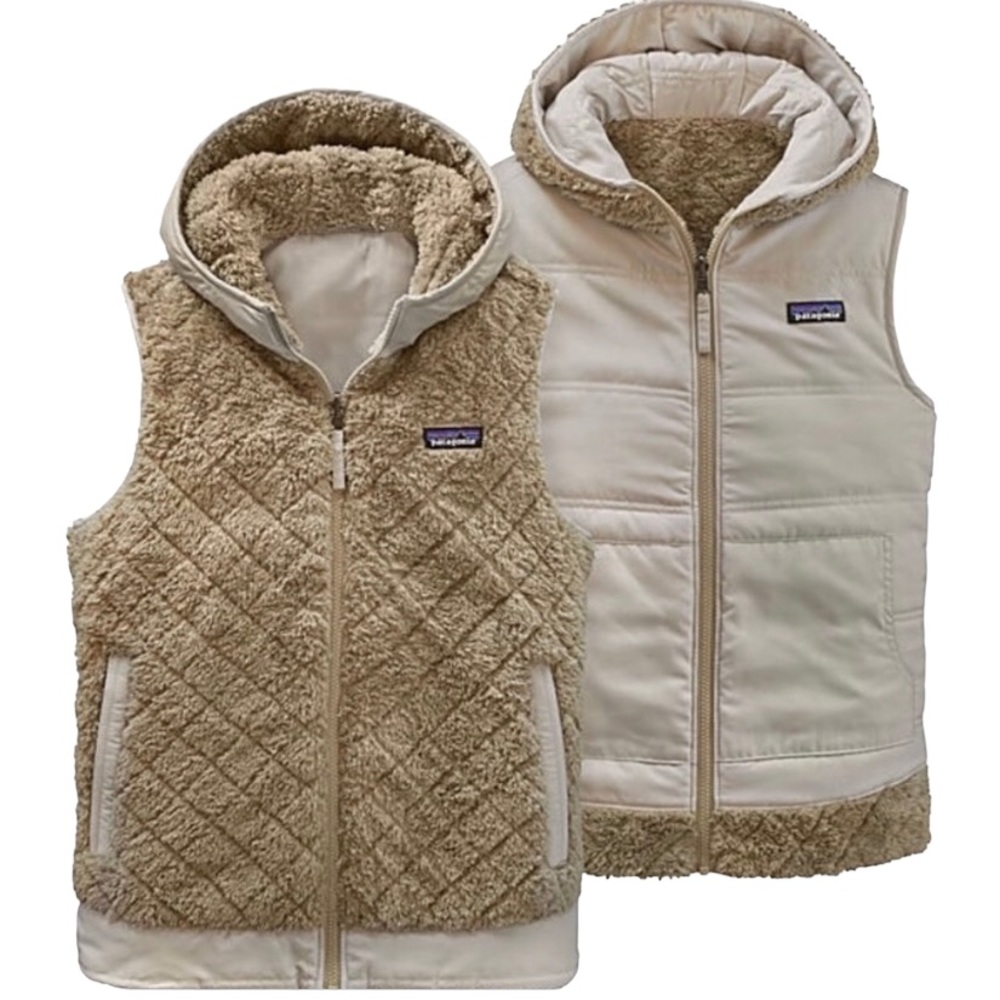 Patagonia Los Gatos Reversible Hooded Cream & Tan Sz L